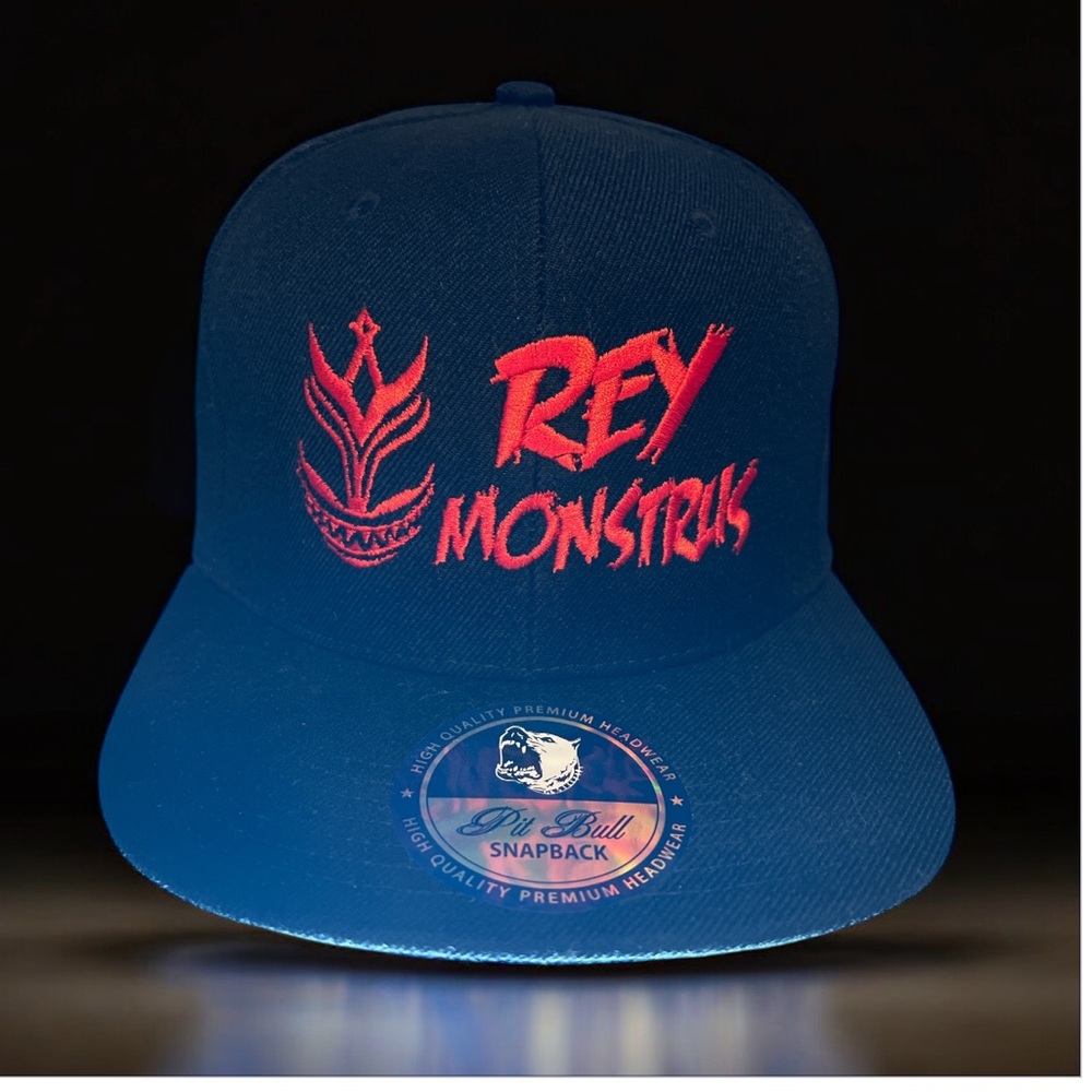 Rey Monstrux‎ Pit Bull Snapback Hat Black Red Embroidered Adjustable Cap NWT